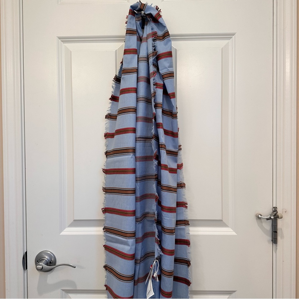NWOT Max & Co. by Max Mara Label-cut Cotton Scarf with Stripes Size: OS Spring - Picture 3 of 10